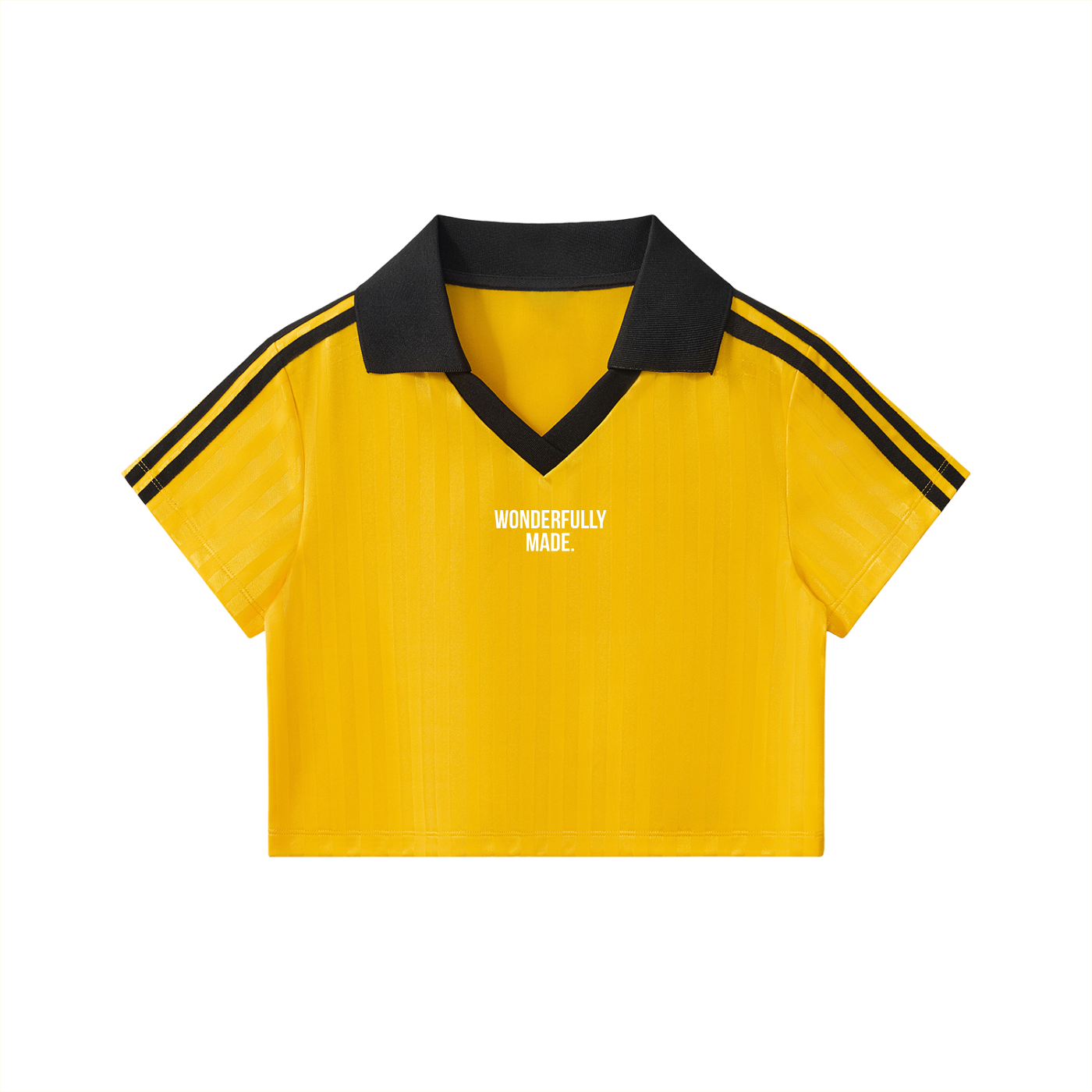 Contrast Collar Striped Cropped Jersey