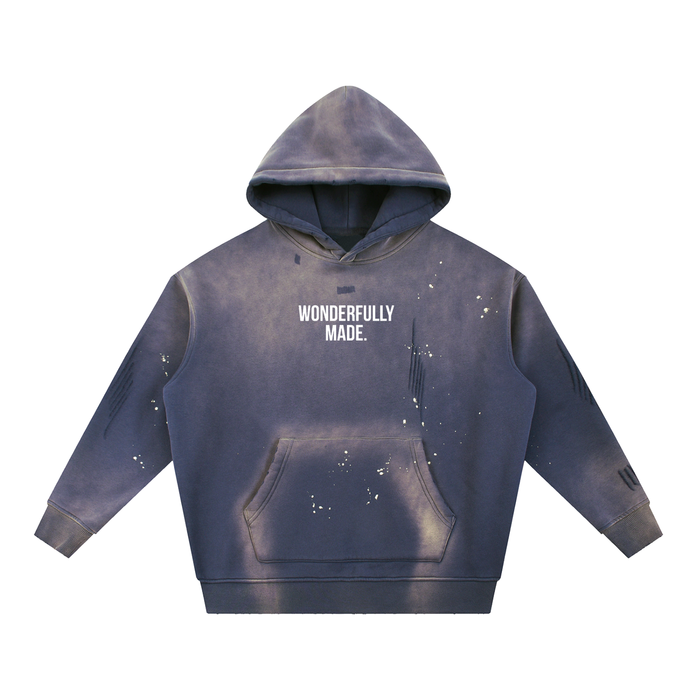 Vintage Washed Frayed Fleece Hoodie