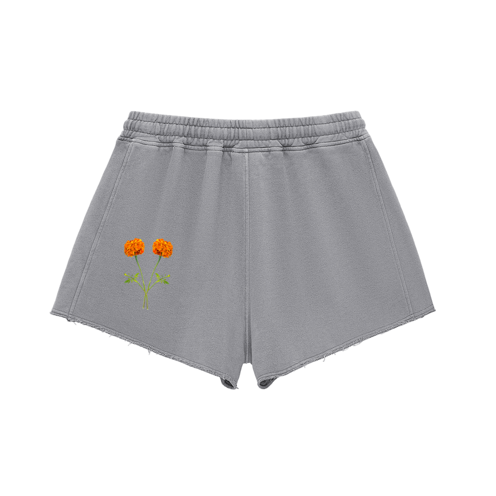 Snow Washed Raw Edge Drawstring Shorts