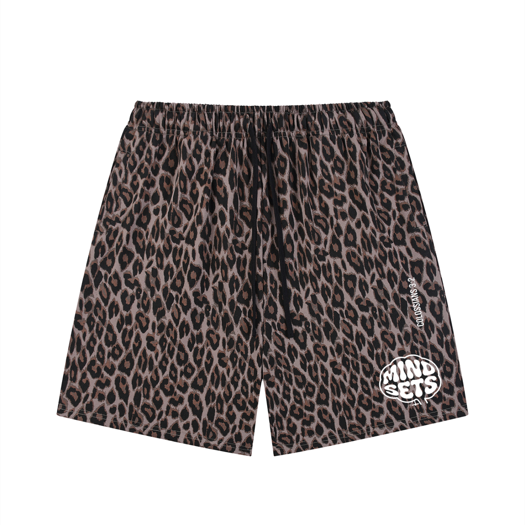 Heavenly mindset Heavyweight Leopard Drawstring Shorts