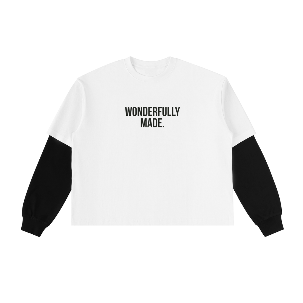 Layered Contrast Sleeve Cotton T-Shirt