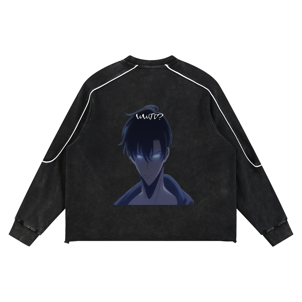 Mineral Wash Piping Raw Hem Sweatshirt