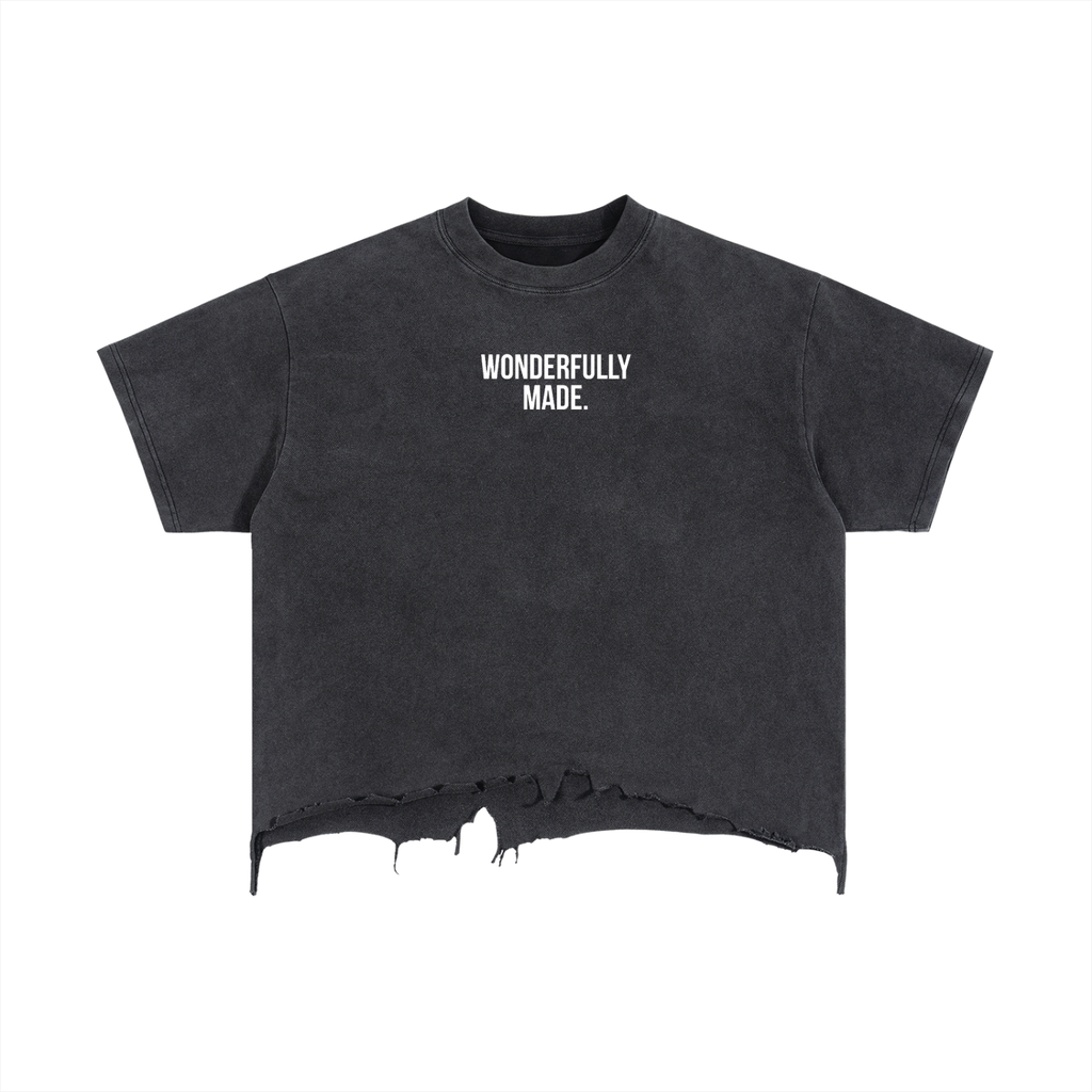 A Wonderfully Vintage Wash Boxy Distressed Hem T-Shirt